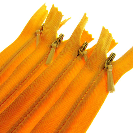 Mustard Nylon Invisible Zips by YKK - 9" (23cm) - 15 x Zips -  Clearance