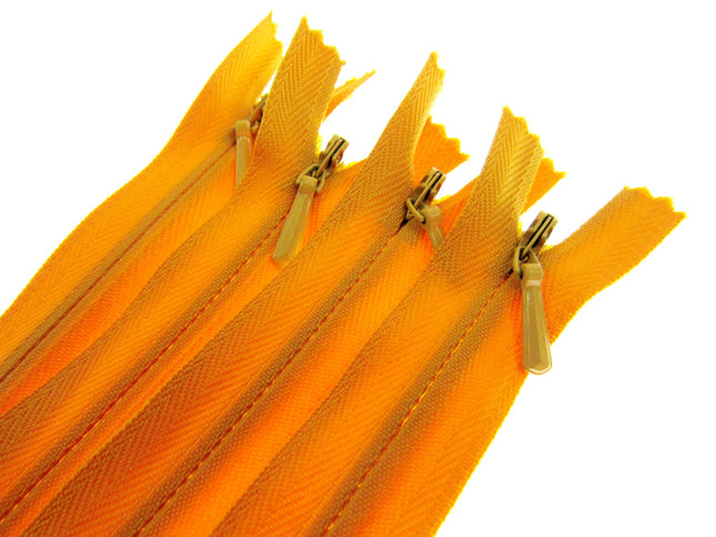 Mustard Nylon Invisible Zips by YKK - 9" (23cm) - 15 x Zips -  Clearance