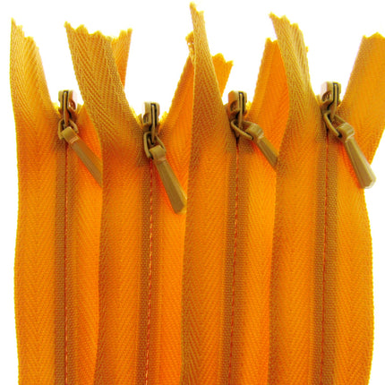 Mustard Nylon Invisible Zips by YKK - 9" (23cm) - 15 x Zips -  Clearance