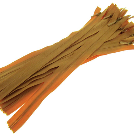 Mustard Nylon Invisible Zips by YKK - 9" (23cm) - 15 x Zips -  Clearance