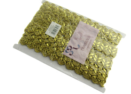 Lurex Braid With Scalloped Weave on Both Sides 25mm Wide In Gold or Silver - ThreadandTrimmings