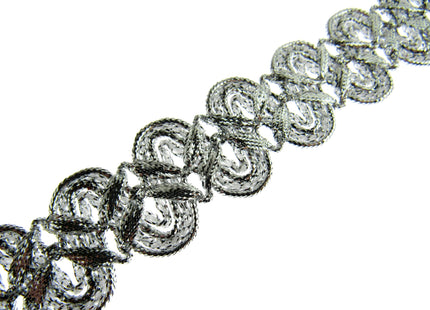 Lurex Braid With Scalloped Weave on Both Sides 25mm Wide In Gold or Silver - ThreadandTrimmings