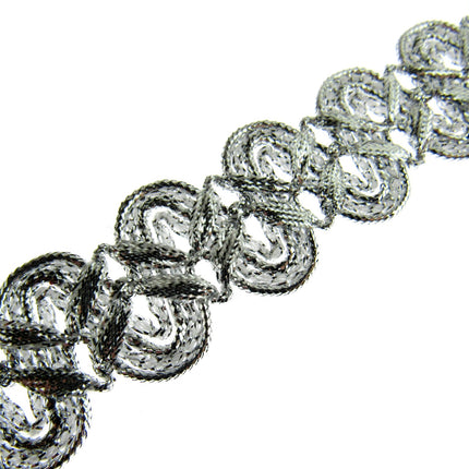 Lurex Braid With Scalloped Weave on Both Sides 25mm Wide In Gold or Silver - ThreadandTrimmings