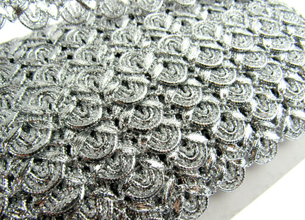 Lurex Braid With Scalloped Weave on Both Sides 25mm Wide In Gold or Silver - ThreadandTrimmings