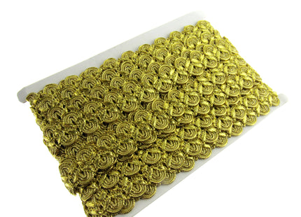Lurex Braid With Scalloped Weave on Both Sides 25mm Wide In Gold or Silver - ThreadandTrimmings
