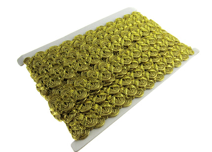 Lurex Braid With Scalloped Weave on Both Sides 25mm Wide In Gold or Silver - ThreadandTrimmings