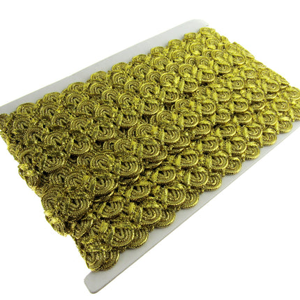 Lurex Braid With Scalloped Weave on Both Sides 25mm Wide In Gold or Silver - ThreadandTrimmings