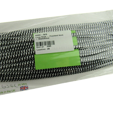 Lurex President Braid Four Colours Available 8mm Wide - ThreadandTrimmings