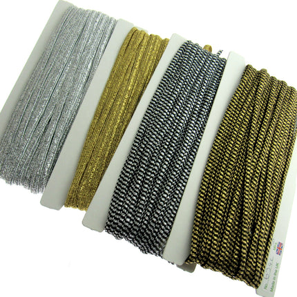 Lurex President Braid Four Colours Available 8mm Wide - ThreadandTrimmings