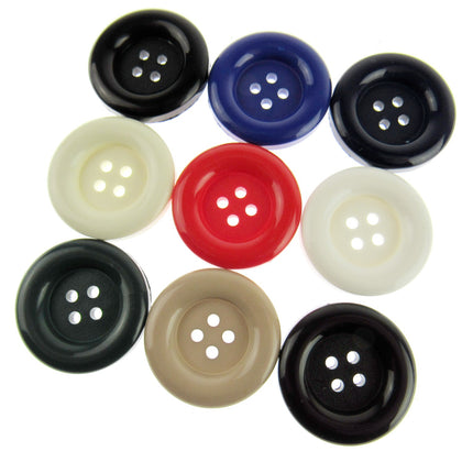 Large Bright Ladies Coat Buttons Round  4 Hole 28mm 9 Cols CN95 - ThreadandTrimmings