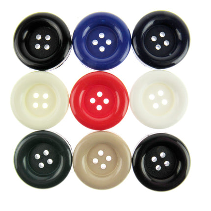 Large Bright Ladies Coat Buttons Round  4 Hole 28mm 9 Cols CN95 - ThreadandTrimmings