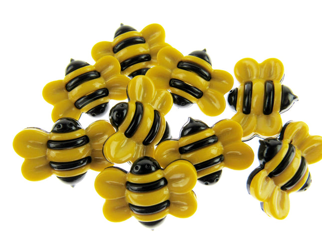 Bumble Bee Buttons Yellow Wing Bee Buttons 25mm Shank Buttons By Wonder Button - ThreadandTrimmings