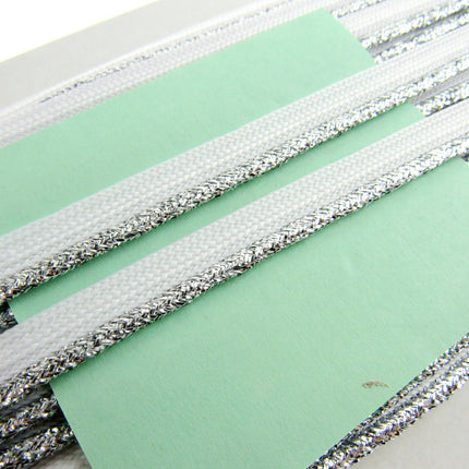 Flanged Piping Cord With Lurex Edge - 8mm - Choose Length & Colour Silver Gold