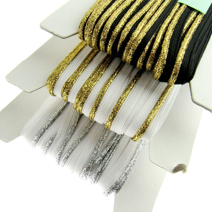 Flanged Piping Cord With Lurex Edge - 8mm - Choose Length & Colour Silver Gold