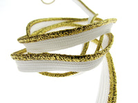 Flanged Piping Cord With Lurex Edge - 8mm - Choose Length & Colour Silver Gold