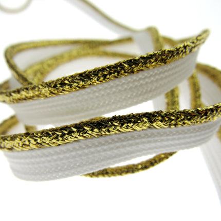 Flanged Piping Cord With Lurex Edge - 8mm - Choose Length & Colour Silver Gold