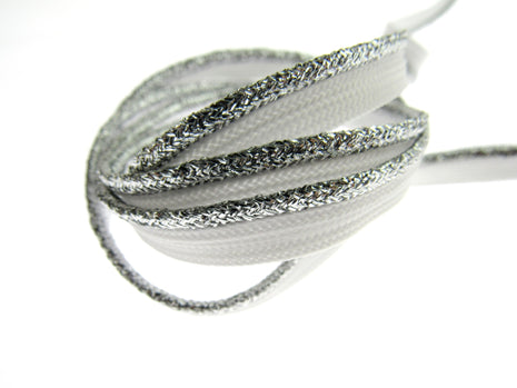 Flanged Piping Cord With Lurex Edge - 8mm - Choose Length & Colour Silver Gold