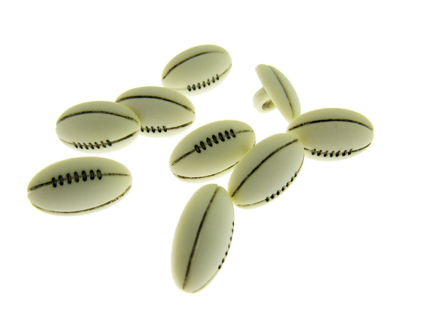 Rugby Ball Novelty Shank Buttons - Rugger Sport Buttons -18mm Nylon Rugby Button