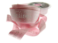 Pink Satin Congratulations Ribbon by Berisfords - 3 meters - 25mm Wide