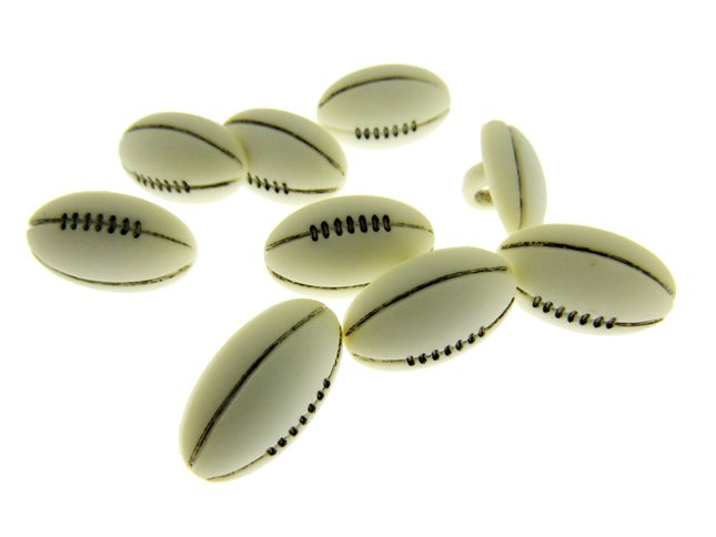 Rugby Ball Novelty Shank Buttons Rugger Sport Buttons 18mm Nylon Rugby Button - ThreadandTrimmings