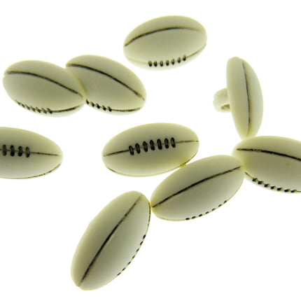 Rugby Ball Novelty Shank Buttons Rugger Sport Buttons 18mm Nylon Rugby Button - ThreadandTrimmings