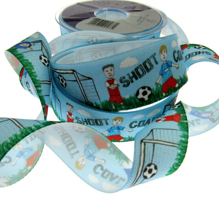 Football Fan Ribbon by Berisfords - 25mm Wide - 3 Meter Lengths - Shoot - Goal