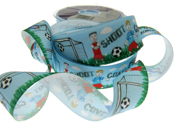 Football Fan Ribbon by Berisfords - 25mm Wide - 3 Meter Lengths - Shoot - Goal