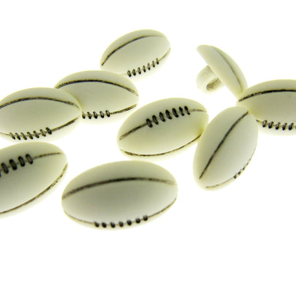 Rugby Ball Novelty Shank Buttons Rugger Sport Buttons 18mm Nylon Rugby Button - ThreadandTrimmings