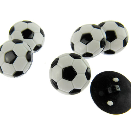 Round Football Soccer Button Black & White Ball 18mm Kids Shank Button - ThreadandTrimmings