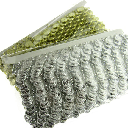 Belly Dance Coin Trimming - 15mm Wide - Stringed Coins - UTR15 (Largest) - ThreadandTrimmings