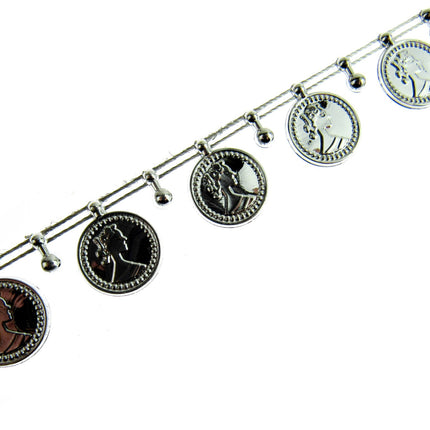 Belly Dance Coin Trimming - 15mm Wide - Stringed Coins - UTR15 (Largest) - ThreadandTrimmings