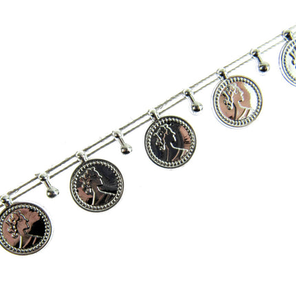 Belly Dance Coin Trimming - 15mm Wide - Stringed Coins - UTR15 (Largest) - ThreadandTrimmings