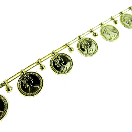 Belly Dance Coin Trimming - 15mm Wide - Stringed Coins - UTR15 (Largest) - ThreadandTrimmings