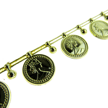 Belly Dance Coin Trimming - 15mm Wide - Stringed Coins - UTR15 (Largest) - ThreadandTrimmings