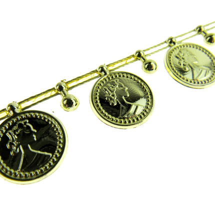 Belly Dance Coin Trimming - 15mm Wide - Stringed Coins - UTR15 (Largest) - ThreadandTrimmings