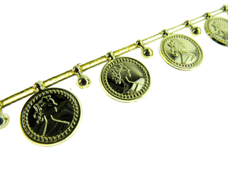 Belly Dance Coin Trimming - 15mm Wide - Stringed Coins - UTR15 (Largest) - ThreadandTrimmings