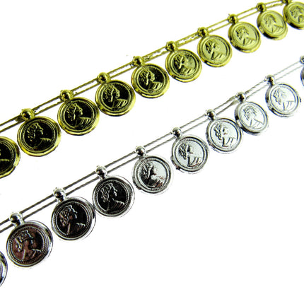 Coin Trimming - Small Gold or Silver - 10mm Wide Plastic Trimming - 0404-0244
