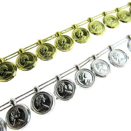 Coin Trimming - Small Gold or Silver - 10mm Wide Plastic Trimming - 0404-0244