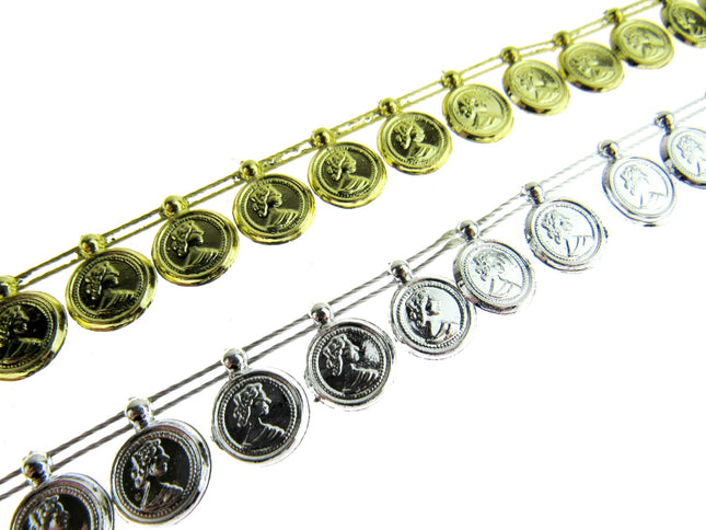 Coin Trimming - Small Gold or Silver - 10mm Wide Plastic Trimming - 0404-0244