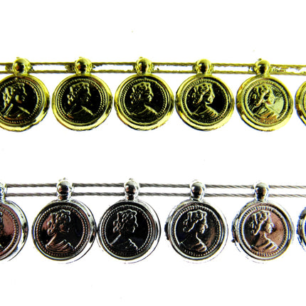 Coin Trimming - Small Gold or Silver - 10mm Wide Plastic Trimming - 0404-0244