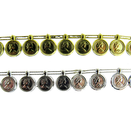 Coin Trimming - Small Gold or Silver - 10mm Wide Plastic Trimming - 0404-0244