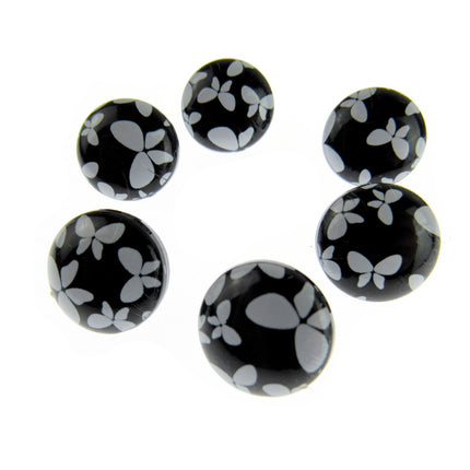 Round Black Shank Buttons with Butterfly Print - 15mm - WB364524