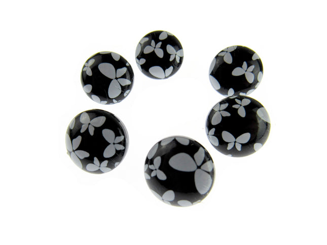 Round Black Shank Buttons with Butterfly Print - 15mm - WB364524