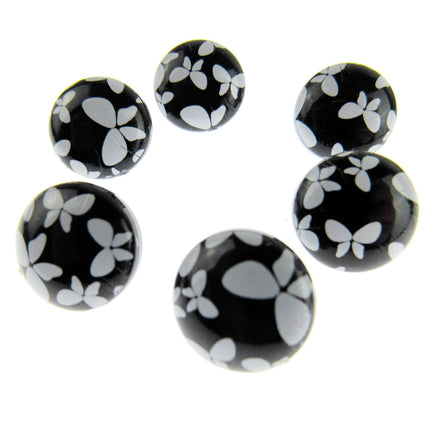 Round Black Shank Buttons with Butterfly Print - 15mm - WB364524