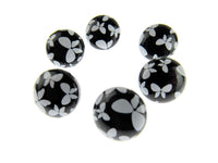 Round Black Shank Buttons with Butterfly Print - 15mm - WB364524