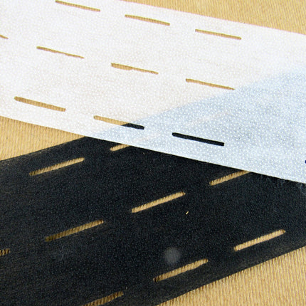 Heavy Fusible Slotted Waist Banding Interfacing - 80mm Wide - Black / White - ThreadandTrimmings