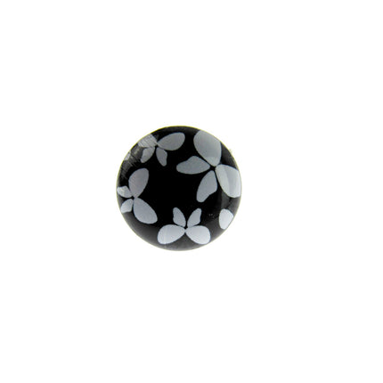 Round Black Shank Buttons with Butterfly Print - 15mm - WB364524