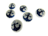 Round Nautical Buttons Fish Ship Shark Anchor Childrens Buttons On White Shank