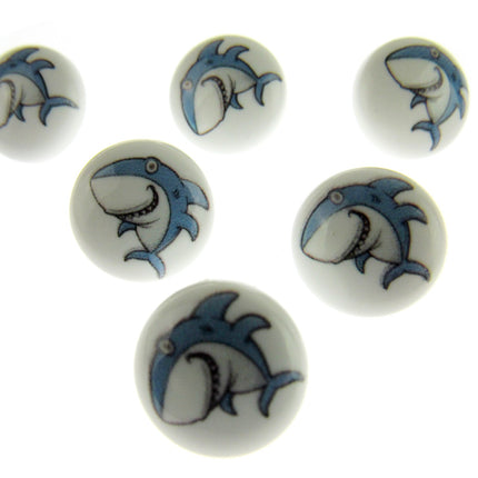 Round Seaside Buttons Fish Ship Shark Anchor Childrens Buttons On White Shank - ThreadandTrimmings