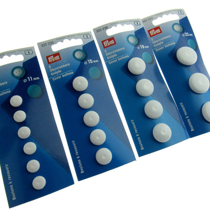 Plastic Self Cover Buttons Prym Hang Sell Cards -11mm 15mm 19mm 22mm 29mm - ThreadandTrimmings